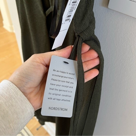 Maggy London Asymmetrical Drape Midi Dress In Olive 2 NWT - Picture 9 of 15